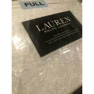 New Ralph Lauren FULL Sheet Set Light Blue Floral Paisley, Cotton